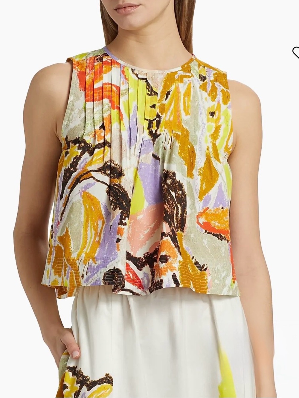 Marie Oliver Letta Floral Pleated Top